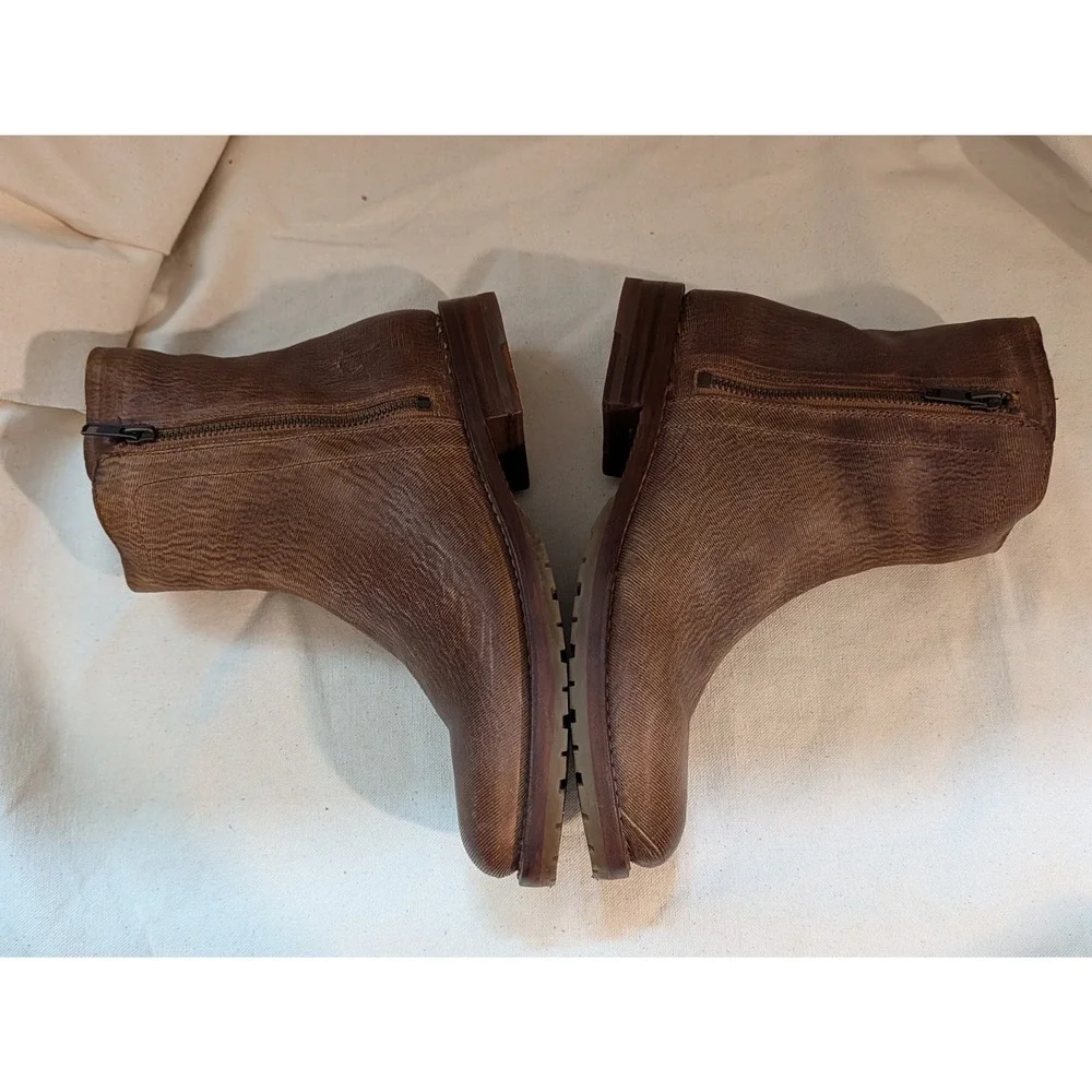 Frye Natalie Double Zip Tan Leather Ankle Boots 78491 7.5M